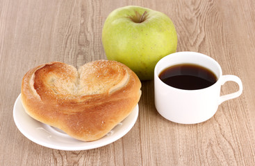 Classical breakfast. Coffee and bun