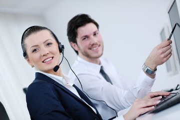 business people group working in customer and help desk office
