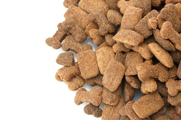 dry dog food isolated on white