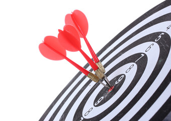 dart board with darts isolated on white