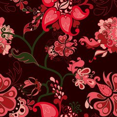 Abstract floral vector seamless pattern