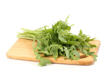 Fresh rucola salad or rocket lettuce leaves