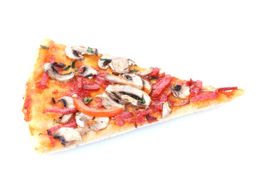 tasty slice of pizza isolated on white