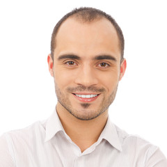 Obraz premium Handsome smiling man. Isolated over white background.