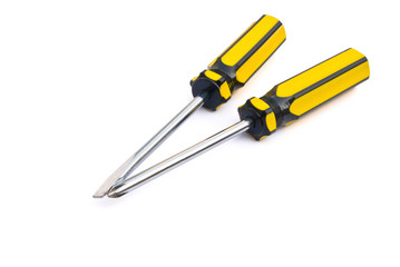 angle view of slotted screw driver & phillips screw driver