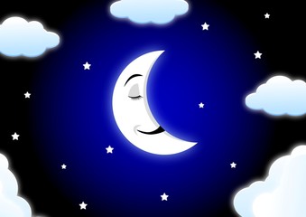 Obraz na płótnie Canvas Moon cartoon sleeping