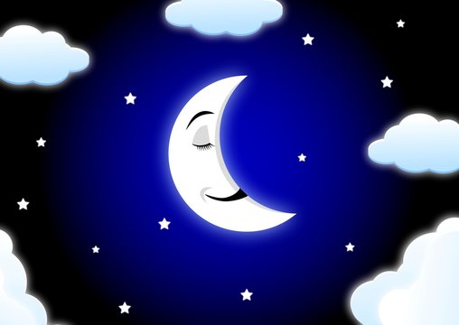 Moon cartoon sleeping