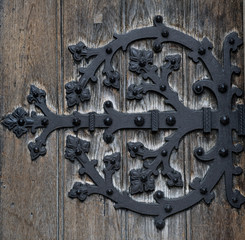Ornate Door hinge close-up