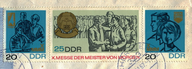 Canceled german stamps "Messe der Meister von Morgen"