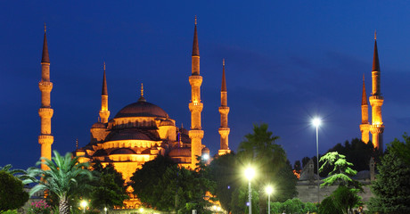 Fototapeta na wymiar Blue Mosque at night in Istanbul