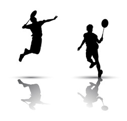 Badminton players silhouette