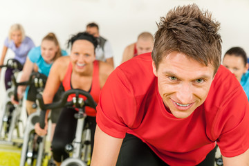 Indoor bicycle cycling in gym