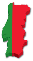 3D Portugal map with flag