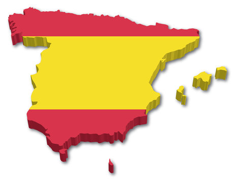 3D Spain map with flag