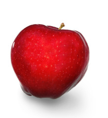 Red apple over white