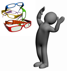 3D man offers optical lenses and eyeglasses