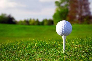 Golf ball on the beautiful golf course