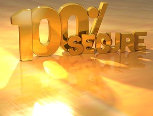 3D 100 Percent Secure Gold Text