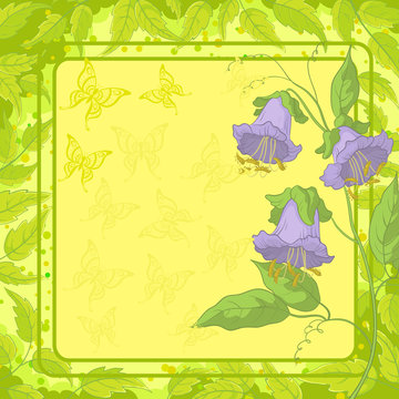 Flowers, frame, butterfly and leaves