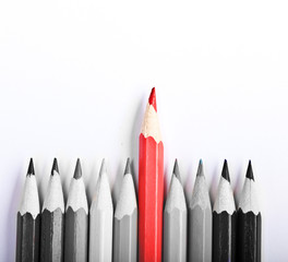 Red Pen standing out, over white background