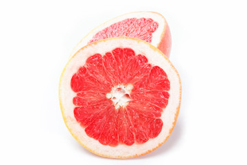 Fresh grapefruit on a white background.