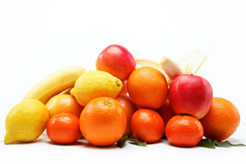 Fresh citrus fruits isolated on a white background.