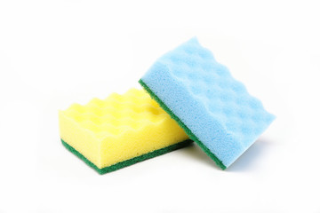 Cleaning sponges on a white background.