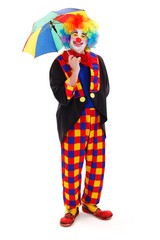Happy clown with umbrella