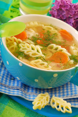 chicken soup with noodle for child