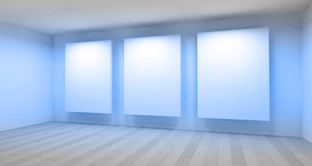 Empty gallery, 3d room