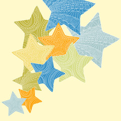 Background with decorative ornate stars. Vector illustration.