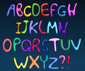 Colorful spaghetti alphabet