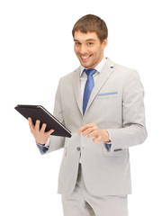 happy man with tablet pc computer