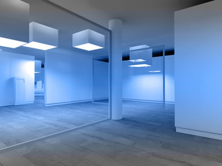 Waiting room in a hospital or clinic with empty space