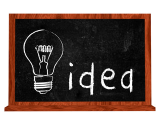 idea and bulb on blackboard