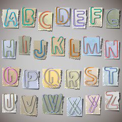 Alphabet on old paper