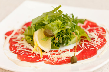 Meat Carpaccio with Parmesan Cheese