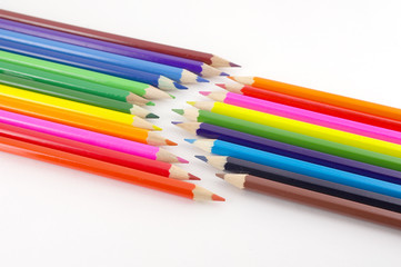 Color pencils over white