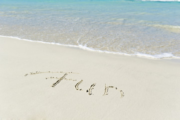 Fun in den Sand geschrieben