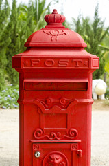 Old red mailbox.
