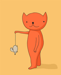 Cat holding mouse