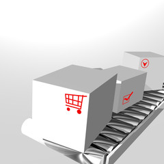 boxes on a conveyor belt