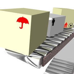 boxes on a conveyor belt