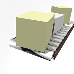 boxes on a conveyor belt