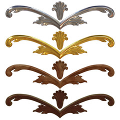 3d gold and silver ornate