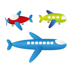 Cercles muraux Avion, ballon ensemble de dessins animés d& 39 avions