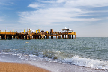 Luxury wooden pier in sea