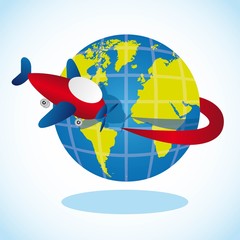 plane going around the planet