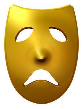 sad mask out of pure gold