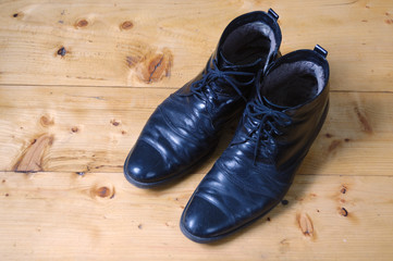 black boots on the floor